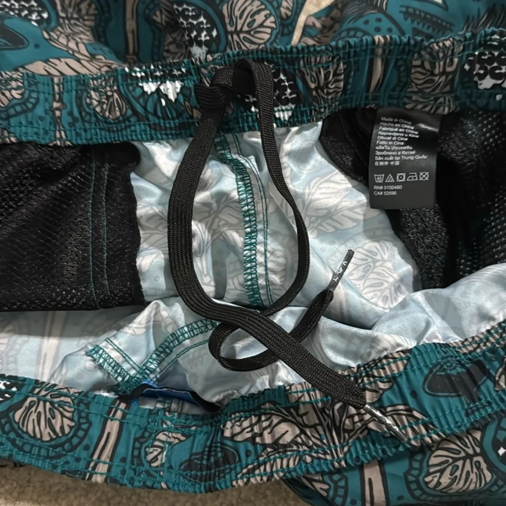 Kavu Sound Shorts Green Wax N Wander Print Hybrid Beachy Volley Athleisure-XL